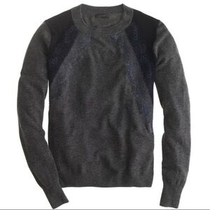 J.Crew Colorblock Lace Panel Merino Wool Blend Sweater Sz S